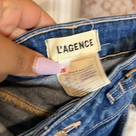 L'AGENCE Ruth High Rise Straight Gold Chain Jeans in Century - Picture 6 of 9